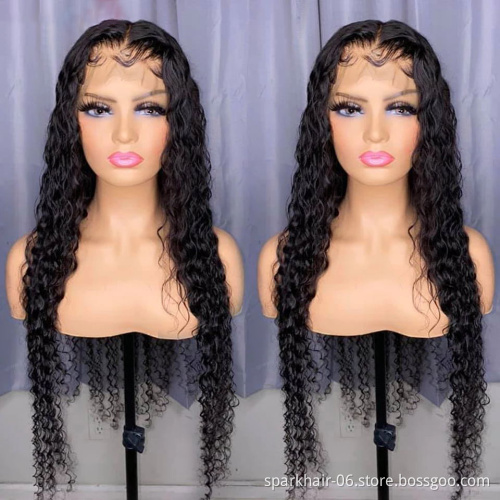 40 Inch Brazilian Virgin Hair 100 Percent Water Wave HD Lace Frontal Wig Peruvian Waterwave Wig Deep Curly Wave Human Hair Wig